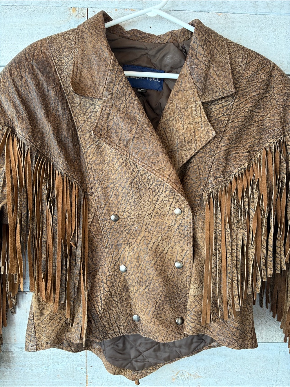 1980s Western Fringe Leather Jacket Cropped Boho Cowgirl Chic - Picture 5 of 16